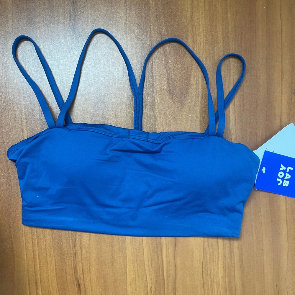 JoyLab Women Navy Blue Square Neck Strappy Athletic Sports Bra Medium NWT
